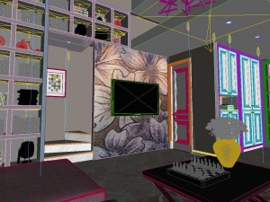 panoramic modern style living room restaurant space 63 Modelo 3D