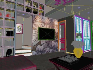 panoramic modern style living room restaurant space 63 3D Model