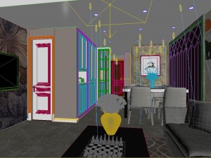 panoramic modern style living room restaurant space 63 Modelo 3D