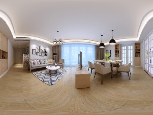 panoramic modern style living room restaurant space 64 3D Model