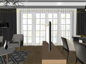 panoramic modern style living room restaurant space 64 3Dモデル