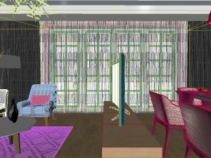 panoramic modern style living room restaurant space 64 3Dモデル