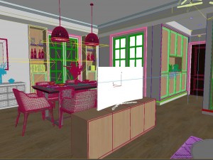 panoramic modern style living room restaurant space 64 3Dモデル