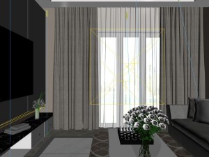 panoramic modern style living room restaurant space 65 Model 3D