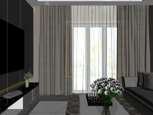 panoramic modern style living room restaurant space 65 3D Model