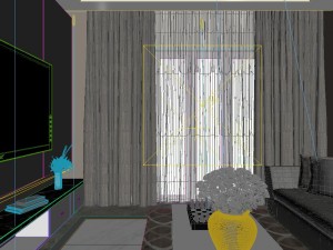 panoramic modern style living room restaurant space 65 Model 3D