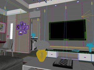 panoramic modern style living room restaurant space 65 Model 3D