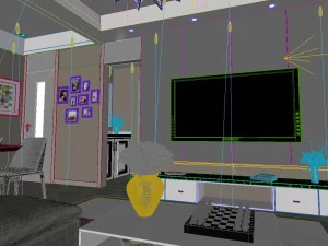panoramic modern style living room restaurant space 65 3D Model