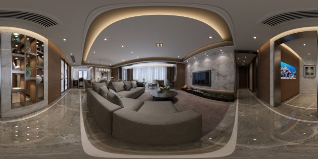 panoramic modern style living room restaurant space 66 Model 3D .c4d .max .obj .3ds .fbx .stl .blend 