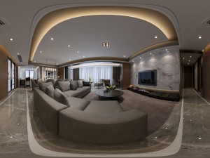 panoramic modern style living room restaurant space 66 Modelo 3D