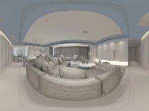 panoramic modern style living room restaurant space 66 3D Model