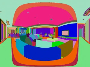 panoramic modern style living room restaurant space 66 3D Model