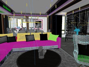 panoramic modern style living room restaurant space 66 Model 3D