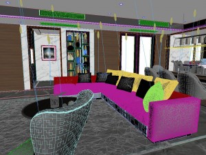 panoramic modern style living room restaurant space 66 Model 3D