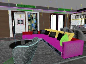 panoramic modern style living room restaurant space 66 3D Model