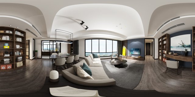panoramic contemporary style living room dining room 67 3D 모델 .c4d .max .obj .3ds .fbx .stl .blend 