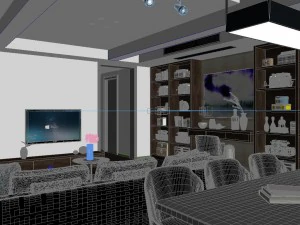 panoramic contemporary style living room dining room 67 3D Model