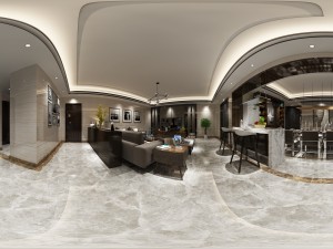 panoramic modern style living room restaurant space 68 Model 3D