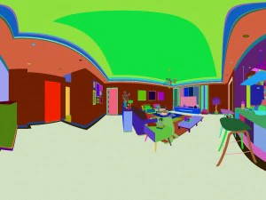 panoramic modern style living room restaurant space 68 3D Model
