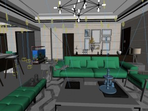panoramic modern style living room restaurant space 68 3D-Modell
