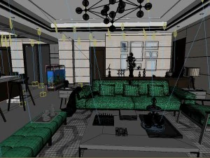 panoramic modern style living room restaurant space 68 3D Model