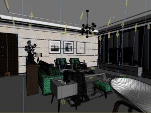 panoramic modern style living room restaurant space 68 3D-Modell