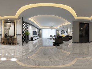panoramic modern style living room restaurant space 69 3D-Modell