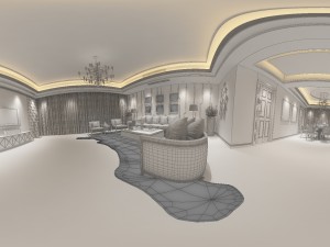 panoramic modern style living room restaurant space 69 3D Model