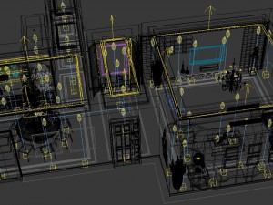 panoramic modern style living room restaurant space 69 3D Model