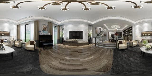 panoramic modern style living room restaurant space 70 3D Model .c4d .max .obj .3ds .fbx .stl .blend 