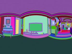 panoramic modern style living room restaurant space 70 Modello 3D