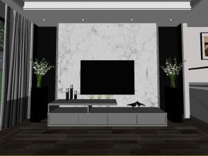 panoramic modern style living room restaurant space 70 Modello 3D