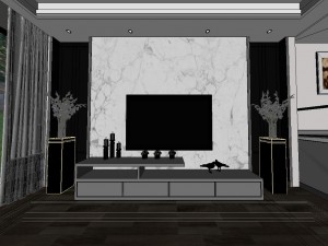 panoramic modern style living room restaurant space 70 Modello 3D