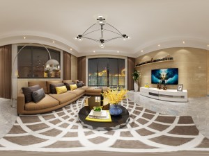 panoramic modern style living room restaurant space 71 Modelo 3D