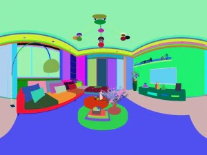 panoramic modern style living room restaurant space 71 3D Model