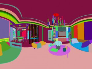 panoramic modern style living room restaurant space 72 3D Model