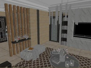 panoramic modern style living room restaurant space 72 3D Model