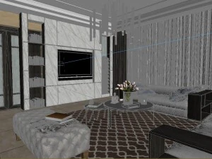 panoramic modern style living room restaurant space 72 3D Model