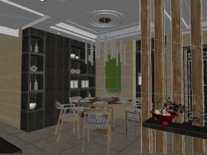 panoramic modern style living room restaurant space 72 3D Model