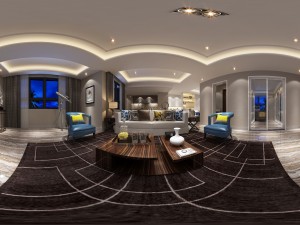 panoramic modern style living room restaurant space 73 Modelo 3D