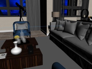 panoramic modern style living room restaurant space 73 3D Model
