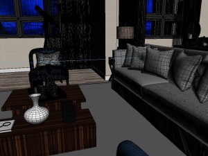 panoramic modern style living room restaurant space 73 3D Model