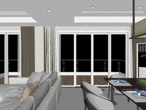 panoramic modern style living room restaurant space 74 3D Модель