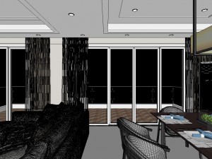 panoramic modern style living room restaurant space 74 3D Модель