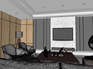 panoramic modern style living room restaurant space 74 3D Модель
