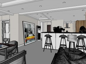 panoramic modern style living room restaurant space 74 3D Модель