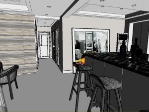panoramic modern style living room restaurant space 74 3D Модель