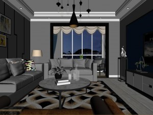 panoramic modern style living room restaurant space 75 3D 모델