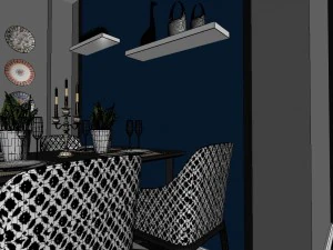 panoramic modern style living room restaurant space 75 3D Model