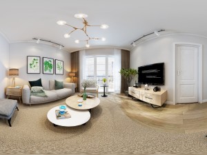 panoramic modern style living room restaurant space 76 3D Model
